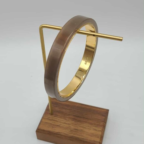 J Crew Taupe Resin Gold Tone Bangle Bracelet - Picture 6 of 8